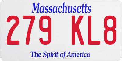 MA license plate 279KL8