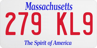 MA license plate 279KL9