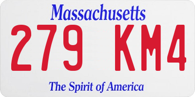 MA license plate 279KM4