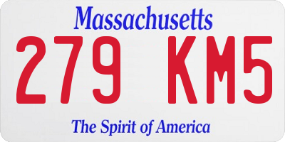 MA license plate 279KM5