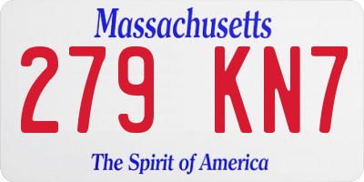 MA license plate 279KN7