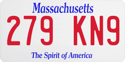 MA license plate 279KN9