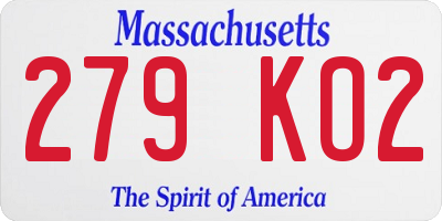 MA license plate 279KO2