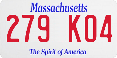 MA license plate 279KO4