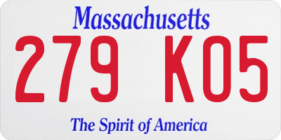 MA license plate 279KO5