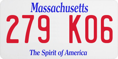 MA license plate 279KO6