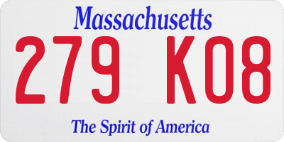 MA license plate 279KO8