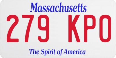MA license plate 279KP0