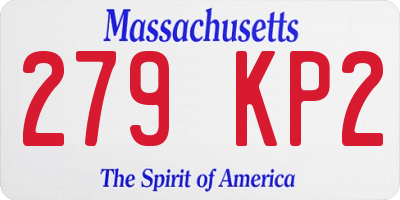 MA license plate 279KP2