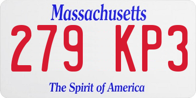 MA license plate 279KP3