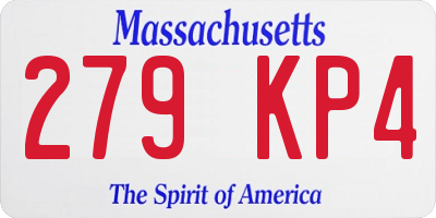 MA license plate 279KP4