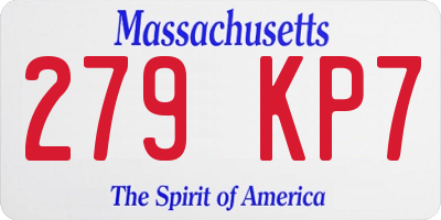 MA license plate 279KP7