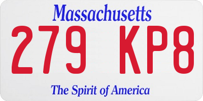 MA license plate 279KP8