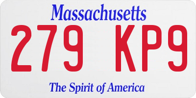 MA license plate 279KP9