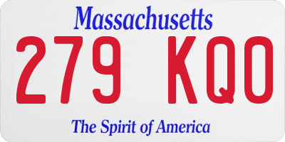 MA license plate 279KQ0