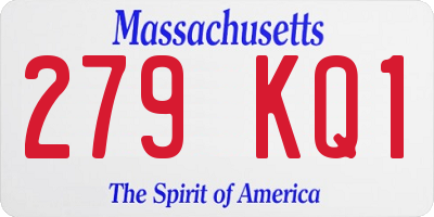 MA license plate 279KQ1