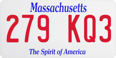MA license plate 279KQ3