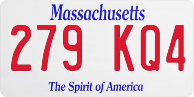 MA license plate 279KQ4