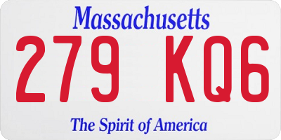 MA license plate 279KQ6