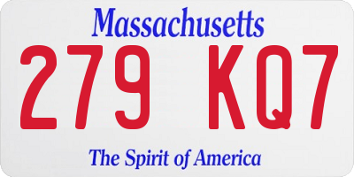 MA license plate 279KQ7