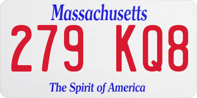 MA license plate 279KQ8