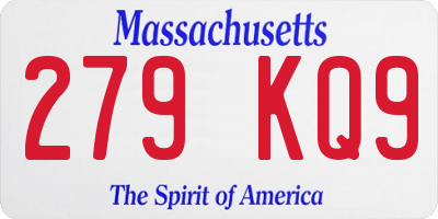 MA license plate 279KQ9