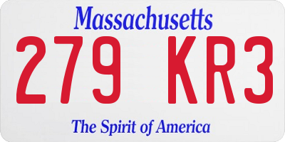 MA license plate 279KR3