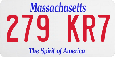 MA license plate 279KR7