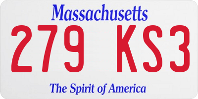 MA license plate 279KS3