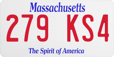 MA license plate 279KS4