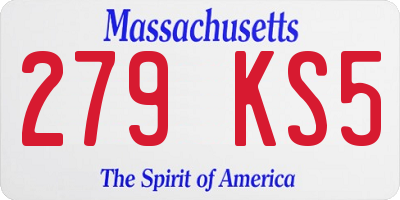 MA license plate 279KS5