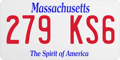 MA license plate 279KS6
