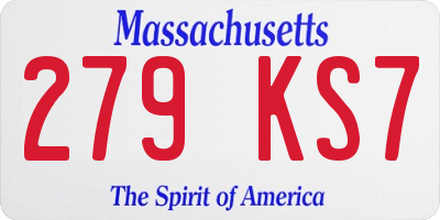 MA license plate 279KS7