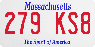 MA license plate 279KS8