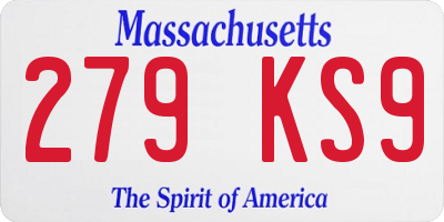 MA license plate 279KS9