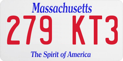 MA license plate 279KT3