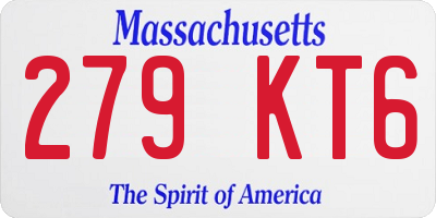 MA license plate 279KT6