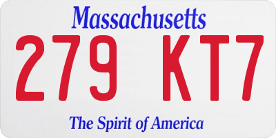 MA license plate 279KT7