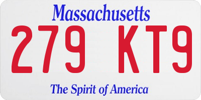 MA license plate 279KT9