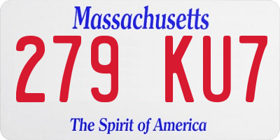 MA license plate 279KU7