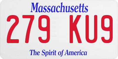 MA license plate 279KU9