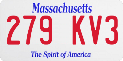 MA license plate 279KV3