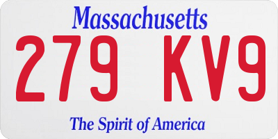 MA license plate 279KV9