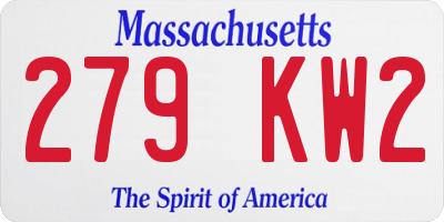 MA license plate 279KW2
