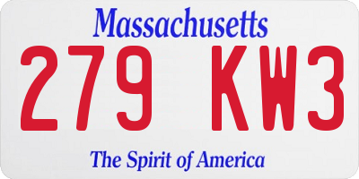 MA license plate 279KW3