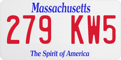 MA license plate 279KW5