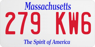 MA license plate 279KW6