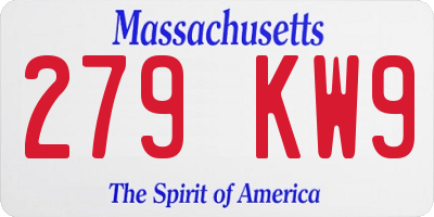 MA license plate 279KW9