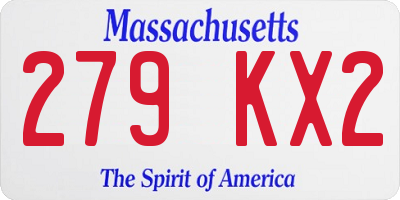 MA license plate 279KX2