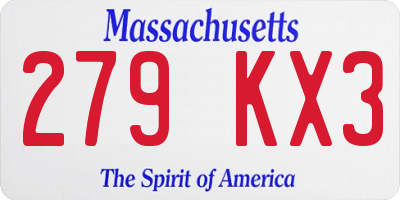 MA license plate 279KX3